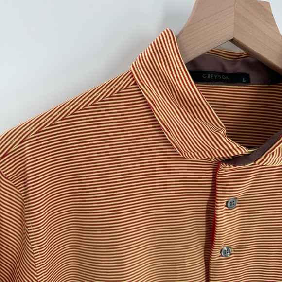 Greyson Perfomance Mens Golf Polo Striped Wolf Shirt Collared Size Large - Picture 3 of 7